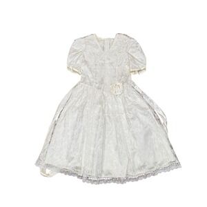 Jessica McClintock Girls Ivory Lace Flower Girl Dress VTG Sz 12 USA Formal